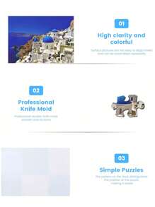 1box 1000pcs High Hardness Paper Jigsaw Puzzle, Colorful Rectangle With Mediterranean Theme Picture, For Adults Therapy, Stress Reliever, Collection - Mediterranean - View 4