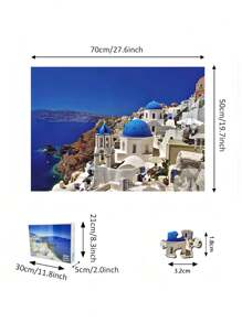 1box 1000pcs High Hardness Paper Jigsaw Puzzle, Colorful Rectangle With Mediterranean Theme Picture, For Adults Therapy, Stress Reliever, Collection - Mediterranean - View 2