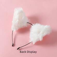 女士毛绒发带猫耳带铃铛和蝴蝶结头带，狐狸耳朵配饰，猫耳角色扮演头饰可爱，猫耳朵，头饰