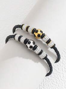 1pc Kids Fashion Popular Soccer Ball Decor Leather Bracelet For Football Lovers Gift For Boys Girls Street Jewelry For Daily Decoration - Multicolor - View 1