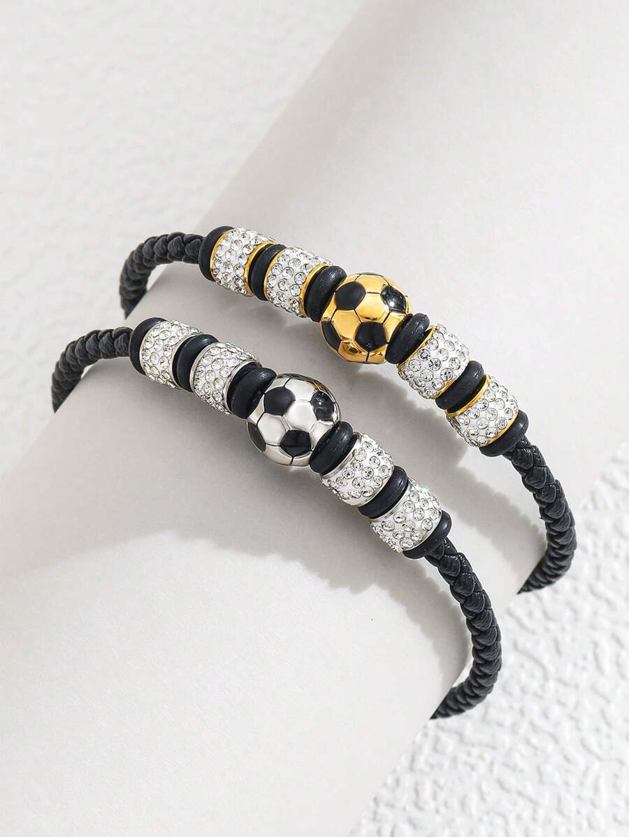 1pc Kids Fashion Popular Soccer Ball Decor Leather Bracelet For Football Lovers Gift For Boys Girls Street Jewelry For Daily Decoration - Multicolor - View 1