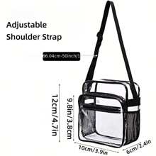 透明斜背包,附可調式肩帶,適合音樂會和體育賽事 - 黑色 - 查看 3