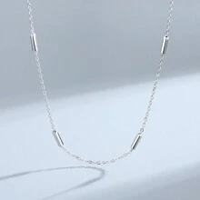 1入組925純銀箍扣環&數據線鏈條帶可調長度(45cm)&不附帶吊墜適用於DIY頸鏈完美適用於女性日常穿著 - 925銀項鍊 - 查看 1