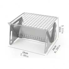 Outdoor Portable Mini Foldable Bbq Grill For One Person, Removable Stainless Steel Fire Pit, Campfire Stove With Charcoal Rack Assembly - Silver - View 6