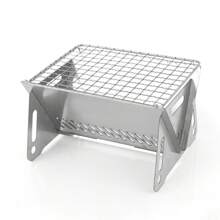 Outdoor Portable Mini Foldable Bbq Grill For One Person, Removable Stainless Steel Fire Pit, Campfire Stove With Charcoal Rack Assembly - Silver - View 5