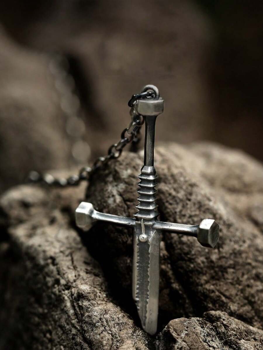 Retro Vỡ Thanh kiếm Vượt qua Con trai Dây chuyền Nam Hip Hop Phong cách - TD-218 - Xem 1