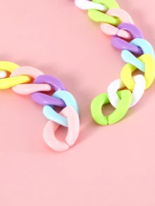 新款时尚可爱猫项圈带铃铛和吊坠，彩色彩虹猫项链，安全轻便 - 粉色 - 查看 10