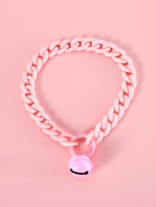 新款时尚可爱猫项圈带铃铛和吊坠，彩色彩虹猫项链，安全轻便 - 粉色 - 查看 6