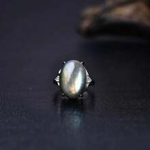 1pc Natural Crystal Energy Stone Beaded Ring With Magnesite, Peacock Stone, Pyrite, Serpentine Adjustable For Men And Women's Daily Wear