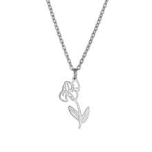 1pc Stainless Steel Birth Month Flower Necklace For Women, Snowdrop Daisy Rose Pendant Neck Chains,Fashionable Jewelry Gifts Valentines