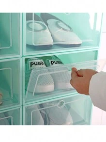 Caja De Zapatos Con Tapa Abatible Tipo Cajonera, Organizador De Zapatos De Plástico Transparente Con Paredes Gruesas Para Almacenamiento Doméstico, 2 Uds. - Multicolor - Ver 7