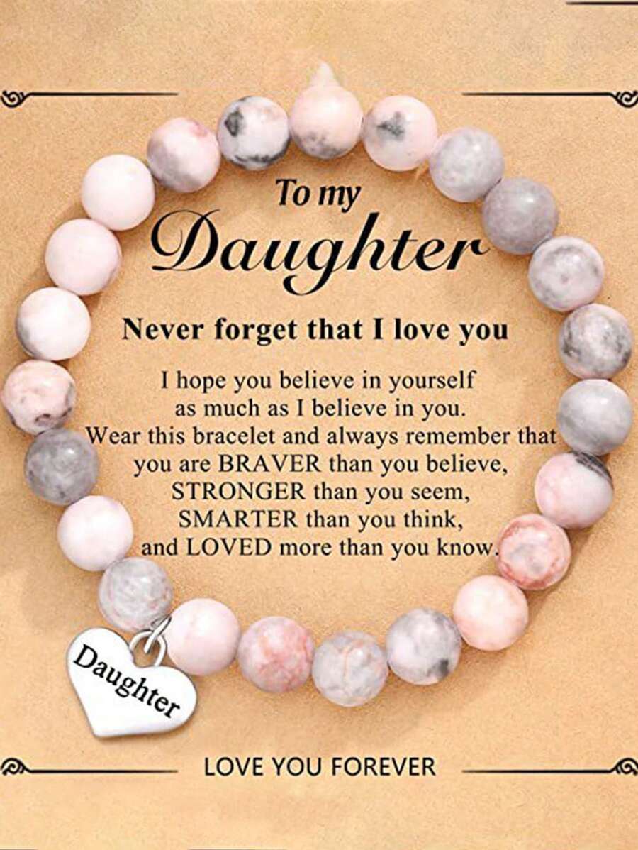 1 Piece European And American Stainless Steel Zebra Love Pendant Beaded Stone Couple Bracelet Female Valentine'S Day Gift - Multicolor - View 1