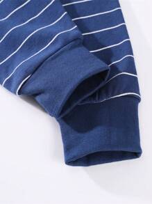 男童圆领字母条纹印花长袖长裤睡衣套装春秋冬季