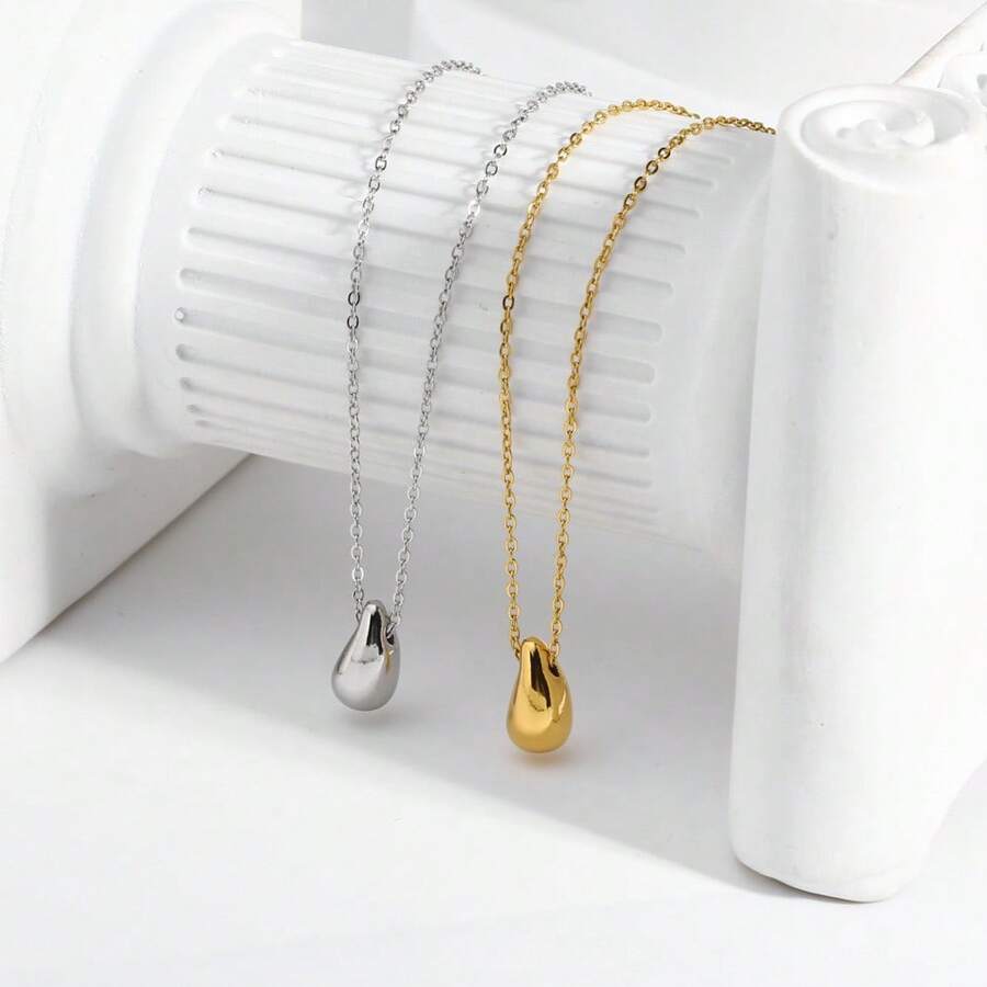 1Pc Ins Fashion Necklace Light Luxury Design Sense Stainless Steel Jewelry Gold Pendant Necklace - Simple - View 1