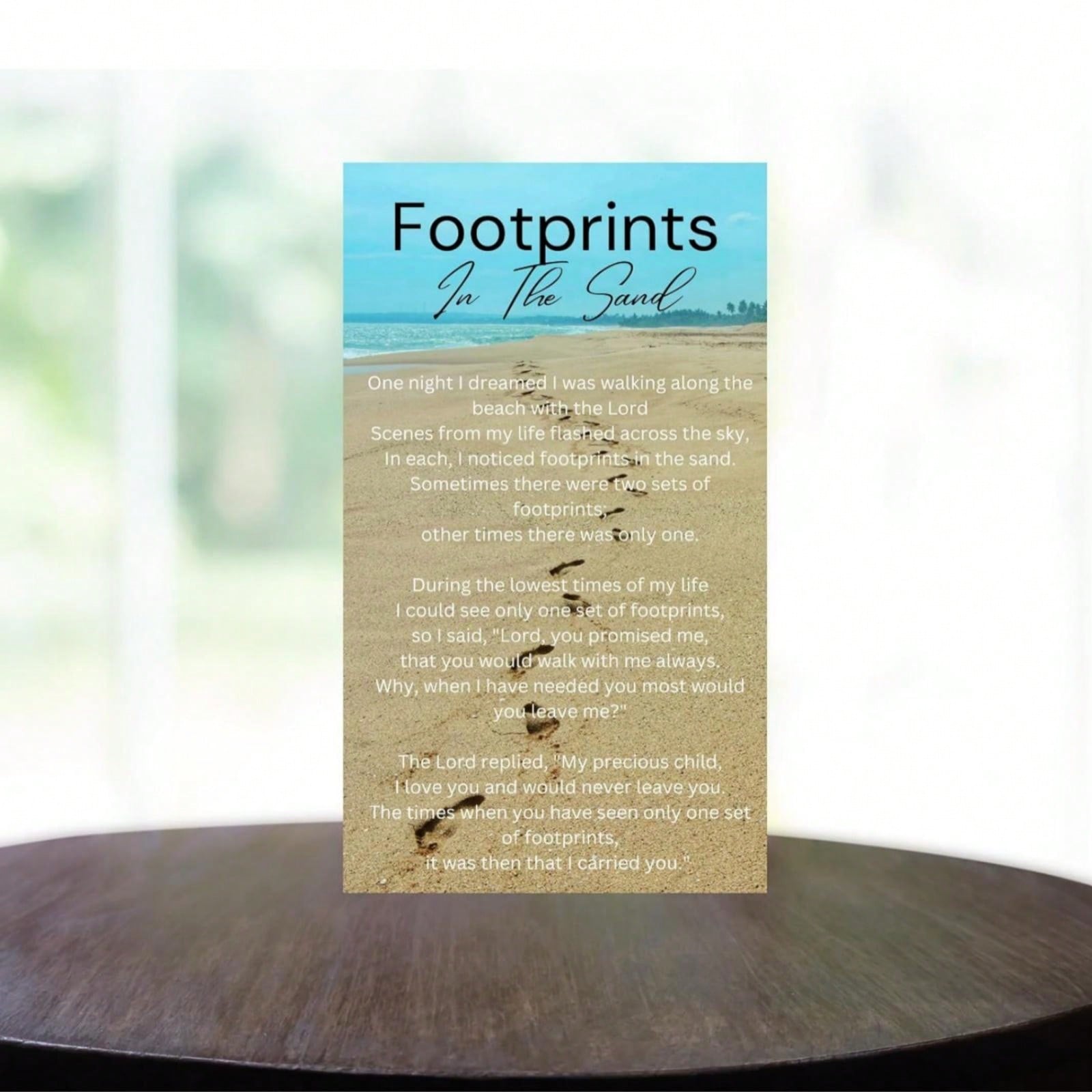 50 Bulk Count Of Footprints In The Sand Poem Gifts - Pocket Prayer Card ...