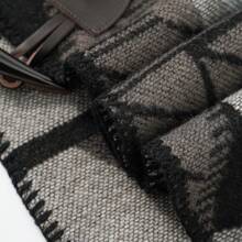 1pc Fashionable Grey Striped Spliced Autumn/Winter Travel Shawl, Windproof And Warm, Faux Cashmere - Black - View 5