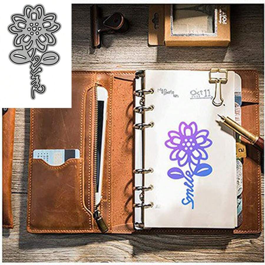 1錠獨特玫瑰花形,碳鋼金屬壓花裁紙模板,diy剪貼薄型相簿,裝飾壓紋工具 - 銀色C - 查看 1