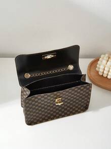 Women's 2-Piece Combination Bag Set With Shoulder Crossbody Chain Bag And Scarf Handbag - Coffee Brown - View 6