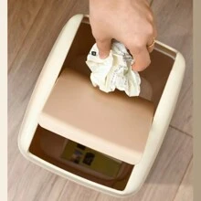 7l Flip Lid Trash Can For Home, Bathroom, Office - Beige - View 3