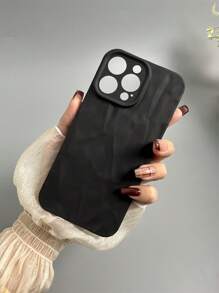 1件黑色精密穿孔皺曲TPU手機殼，適用於多款iPhone型號 - 黑色 - 查看 7