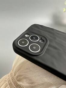 1件黑色精密穿孔皺曲TPU手機殼，適用於多款iPhone型號 - 黑色 - 查看 4