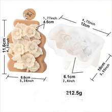 1pc Flat Floral Relief Candle Mold For Diy Handmade Aromatherapy Candle Or Plaster Craft, 7 Style Options, Easy-To-Release Semi-Transparent Silicone Mold - Clear - View 9