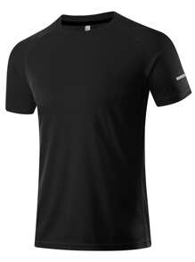 3pcs/Set Boyfriend Style Men's Casual Fitness Clothes For Outdoor Sports, Quick-Drying Short Sleeve T-Shirt For Running And Gym, Elastic And Loose Training Tops Gym Clothes Boyfriend Style Men Basic T Shirt - Green - View 2