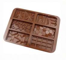 Ensemble De Moules En Silicone Pour Chocolat 6 En 1 Comprenant Les Formes Amour, Puzzle, Géométrique, Nid D'abeilles Et Carrée