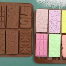 Ensemble De Moules En Silicone Pour Chocolat 6 En 1 Comprenant Les Formes Amour, Puzzle, Géométrique, Nid D'abeilles Et Carrée