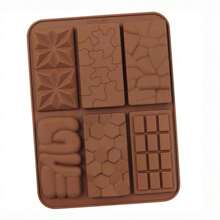 Ensemble De Moules En Silicone Pour Chocolat 6 En 1 Comprenant Les Formes Amour, Puzzle, Géométrique, Nid D'abeilles Et Carrée