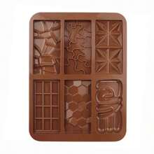 Ensemble De Moules En Silicone Pour Chocolat 6 En 1 Comprenant Les Formes Amour, Puzzle, Géométrique, Nid D'abeilles Et Carrée