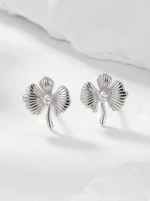 1對925純銀優質葉形耳環,鑲嵌融石,適合日常穿著/約會/度假 - 葉子 - 查看 4