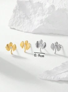 1對925純銀優質葉形耳環,鑲嵌融石,適合日常穿著/約會/度假 - 葉子 - 查看 6