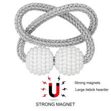 2pcs Magnetic Curtain Tiebacks, Faux Pearl Ball Decorative Home Curtain Buckle, Curtain Rope Straps For Holding Curtains & Drapes, For Bedroom Living Room Home Decor Convenient - Silver - View 6