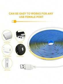 觸摸感應cob Led燈條,5v Usb 320 Led/m,白色/暖白色,高密度柔性帶,ra90 Fcob Led燈條,適用於家庭臥室客廳 - 暖白光 - 查看 10