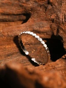 Stainless Steel Ring With Simple Geometric Twisted Design Adjustable Open Ring, Fashion Women's Jewelry For Wedding Gift - Silver - View 2