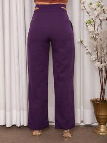 Women Pants - 中紫紅色 - 查看 4