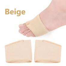 1pair Soft Gel Forefoot Cushion Pads Sweat Absorbing Half Socks In Half Size For Anti-Friction - Apricot - View 9