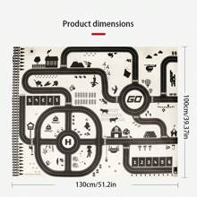 1入北歐風格印花兒童玩具 - 汽車交通玩具停車場遊戲玩地毯，室內外皆可使用，是兒童最佳禮物，適合戶外野餐、學生、文具、學校用品 - 彩色 - 查看 11