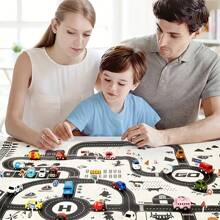 1入北歐風格印花兒童玩具 - 汽車交通玩具停車場遊戲玩地毯，室內外皆可使用，是兒童最佳禮物，適合戶外野餐、學生、文具、學校用品 - 彩色 - 查看 4