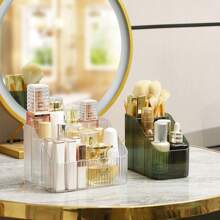 1入妝臺化妝刷架透明3格4格收納盒桌面化妝品組織盒收納盒多功能珠寶收納盒桌面指甲油架化妝品 - 無色 - 查看 5