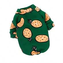 可愛的寵物狗印花兩腳衣,適用於寵物貓衣服 - 綠色 - 查看 1