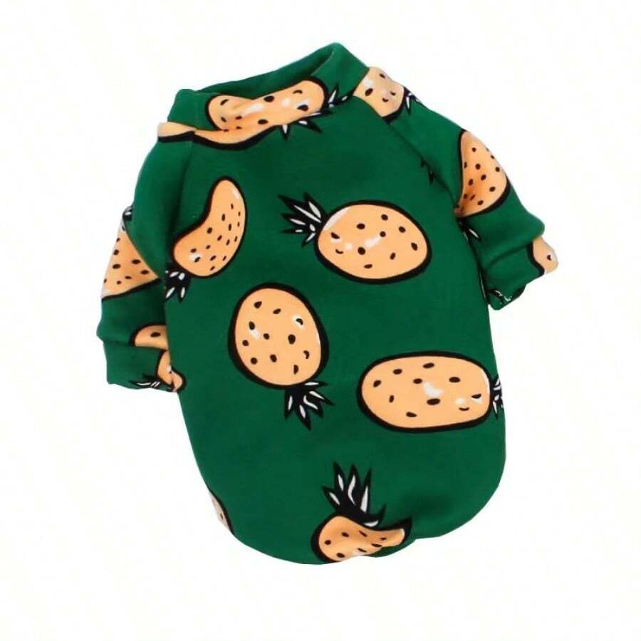 可愛的寵物狗印花兩腳衣,適用於寵物貓衣服 - 綠色 - 查看 1