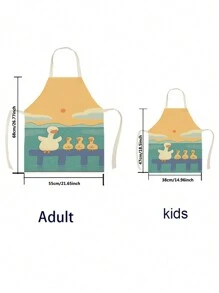 1 件獨角獸、鴨子或花朵印花亞麻圍裙 - 紅色 - 查看 2