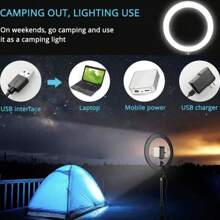 1pc 21.65inch Floor-Standing Bracket 12-Inch Live Broadcast Light, For Studio Photography Makeup Lighting Ringlight - Black and White - View 5