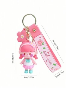 1 Peça Chaveiro Fofo de Desenho Animado Rosa, Acessórios de Carro do Dia dos Namorados, Enfeite de Bolsa, Escola, Gótico, Y2k