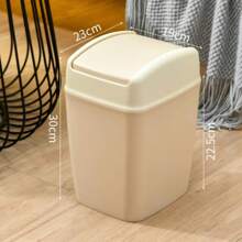 7l Flip Lid Trash Can For Home, Bathroom, Office - Beige - View 1