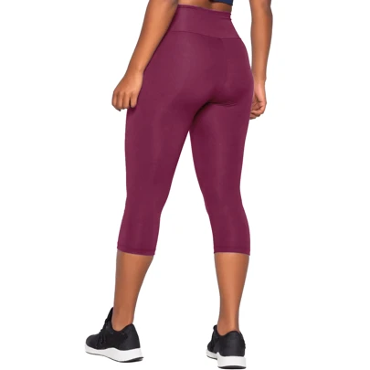 Calça Corsario Capri/ poliamida lisa Cintura alta