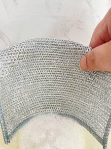 Silver Steel Wire Mesh Cleaning Cloth Kitchen Scrubbing Dish Washing Pot Cleaning Scouring Cloth,Kitchen,Bathroom,Home,Household Supplies - Silver - View 2