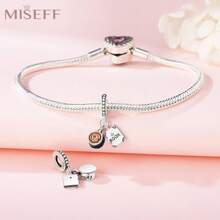 MISEFF MISEFF 2023 Nouveau 1 pièce 925 en argent Sterling tasse à café livre bracelet à breloques de luxe dames cadeau DIY fabrication de bijoux filles cadeau d'anniversaire cadeau de saint valentin cadeau de fête des enfants
